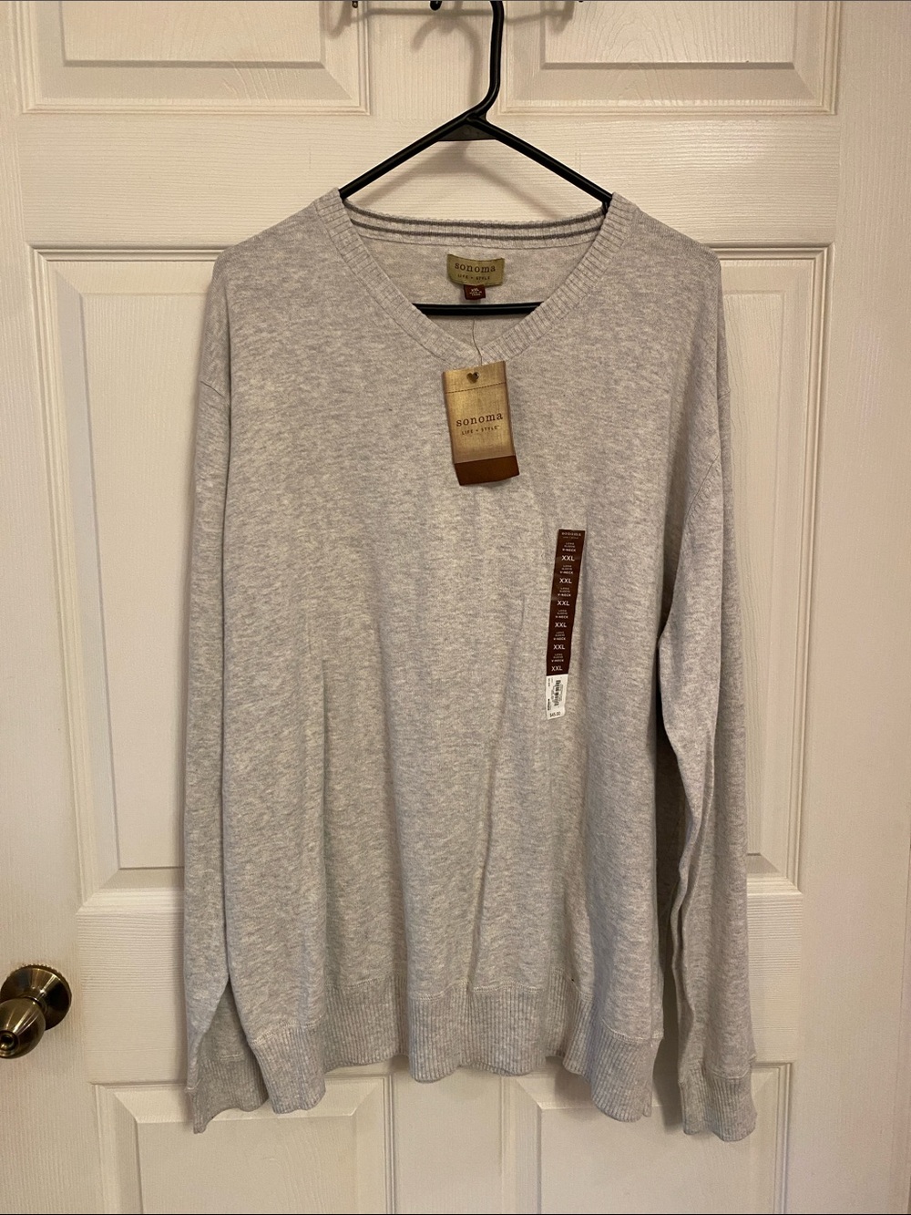 Sonoma Men's Heather Light Gray V-Neck Sweater